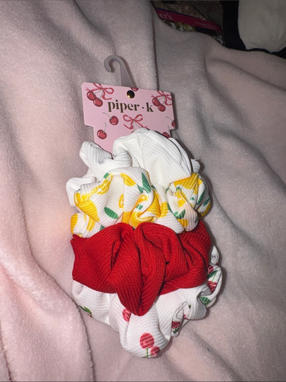 Piper K Scrunchie Set - Red, White, Yellow lemon & cherries